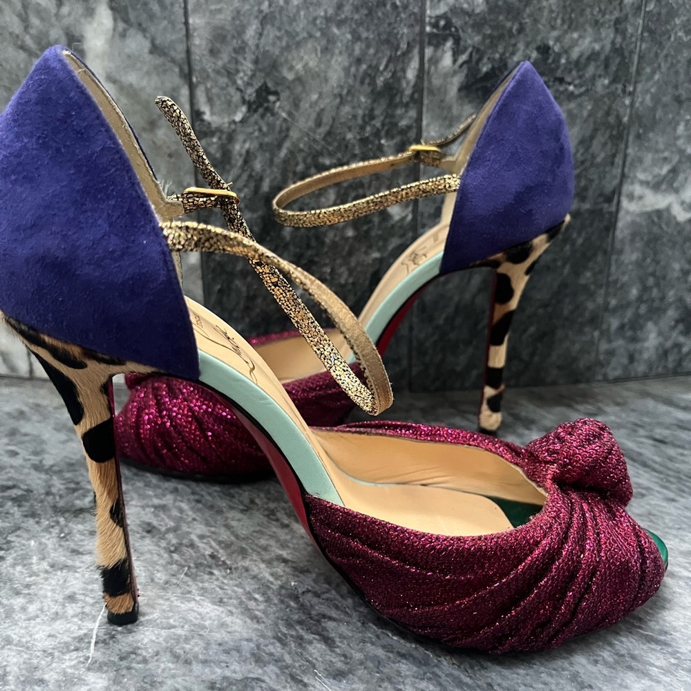 Christian Louboutin Marchavekel Multicolor heels with Ankle Strap.